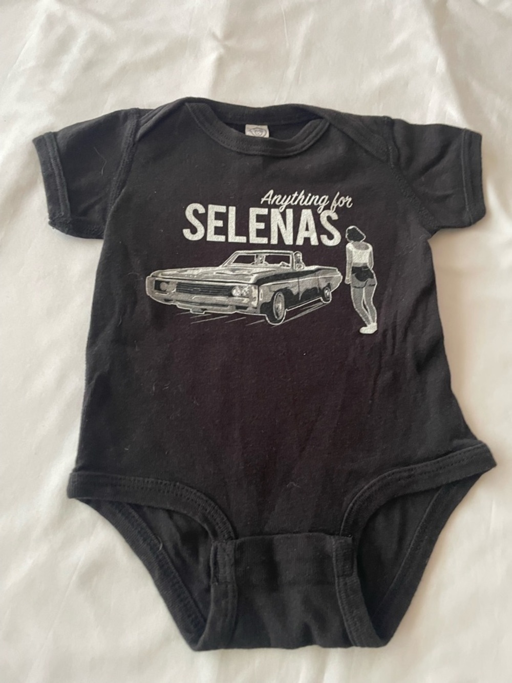 Anything for Selenas Black Baby Onesie, Sz 6 Mos